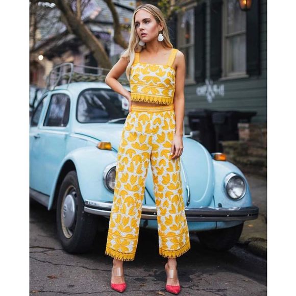 SAYLOR Pants - Saylor Devon Floral Crochet-Lace Pants